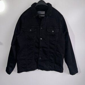 NWT MICHAEL STRAHAN Collection Black Sherpa Lined Jean Jacket Size Large